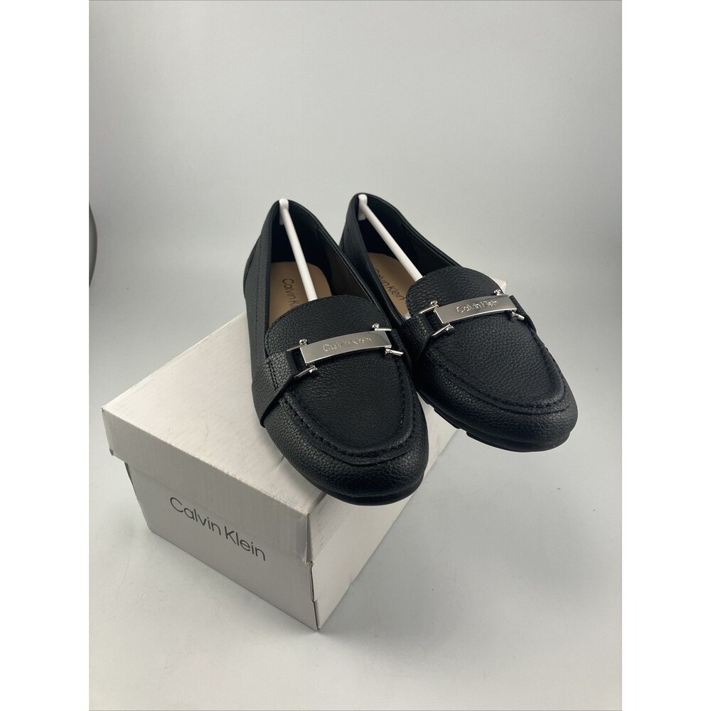 Calvin Klein Lakey Black Leather Flat Loafers - Women's Size 5.5 M